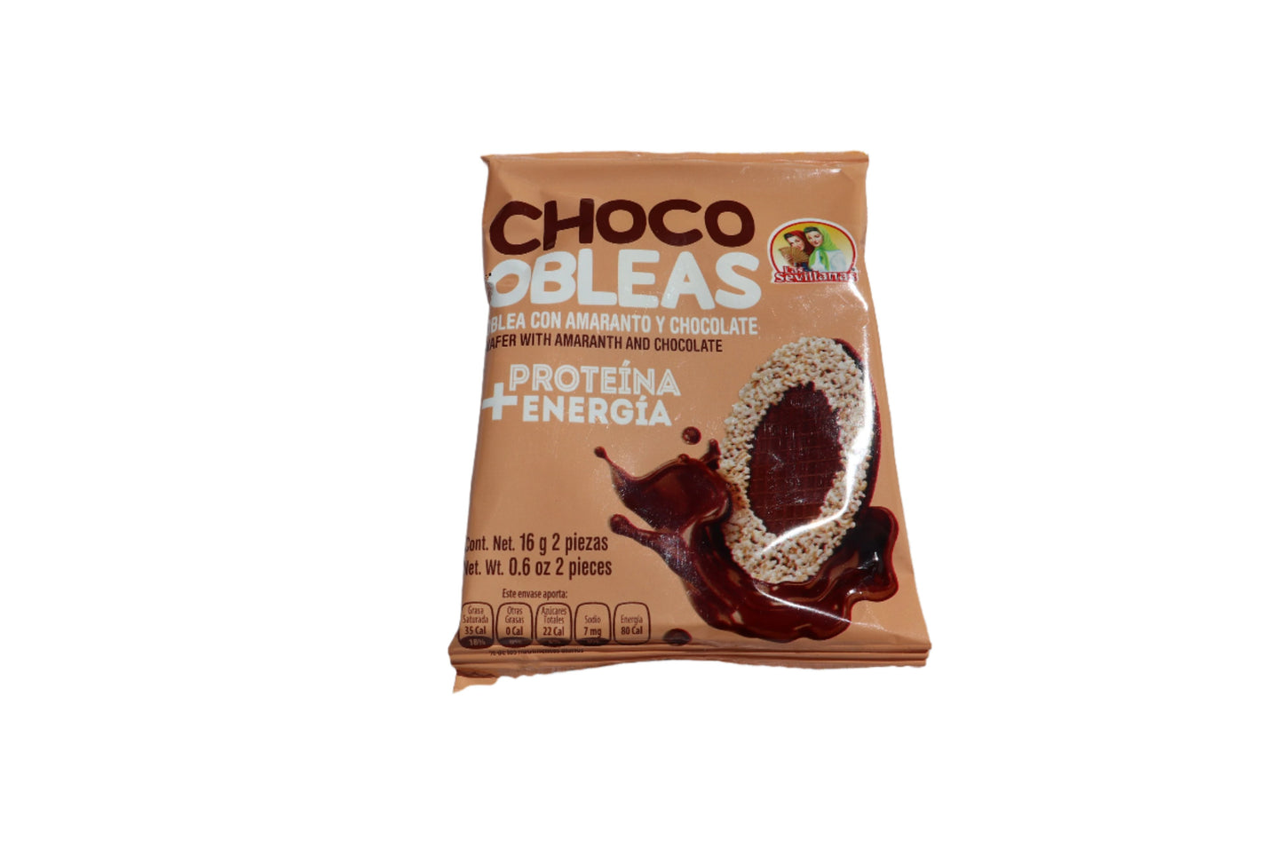 Obleas with Chocolate – Wafers with Chocolate Flavor and Amaranth
 with chocolate - bag with 2 pieces