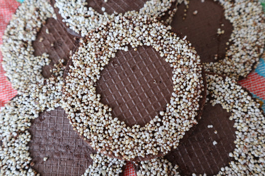 Obleas with Chocolate – Wafers with Chocolate Flavor and Amaranth
 with chocolate - bag with 2 pieces