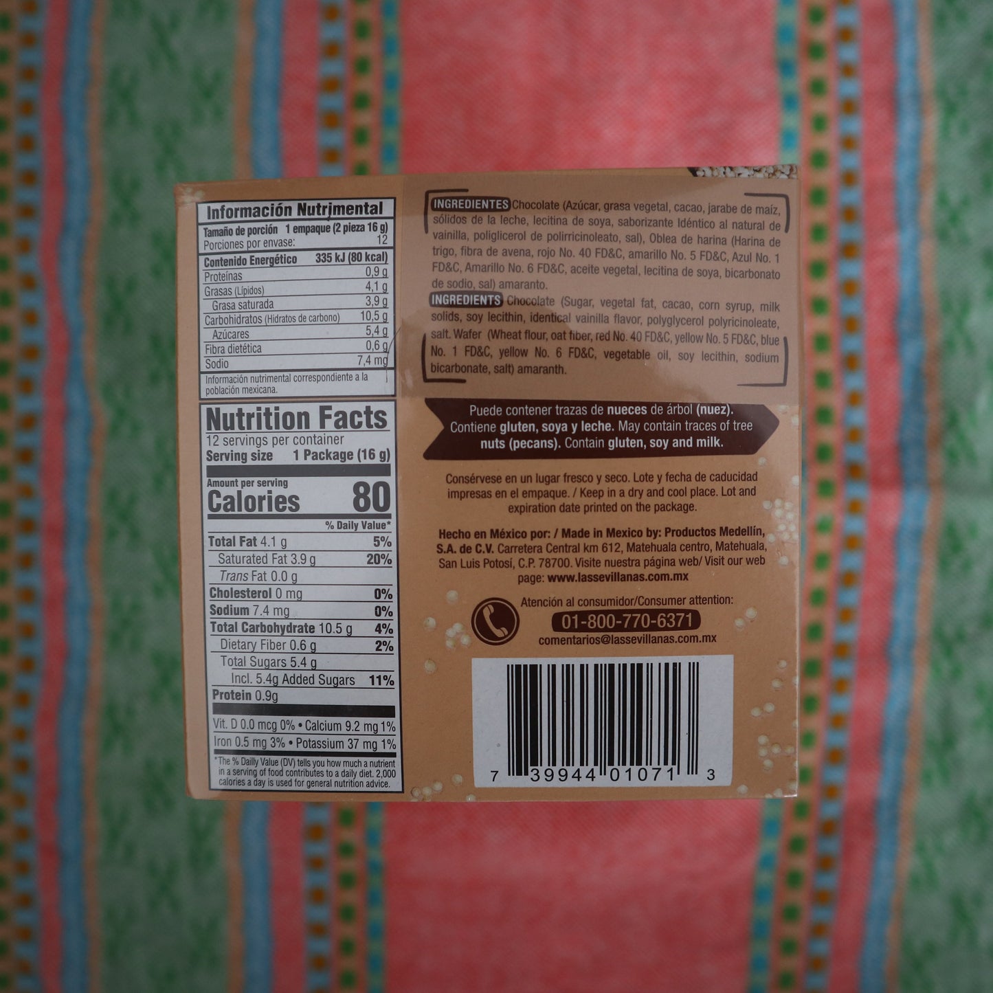 Boîte de 12 Choco Obleas (chocolat avec gaufrettes à l'amarante)
